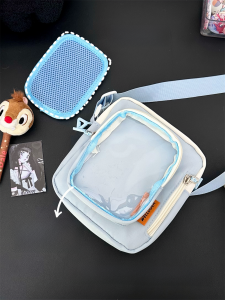 Kawaii Anime Girl Transparent Crossbody Bag Korean Style College Wind Small Womens Bag Soft Nylon Fabric Casual Leisure