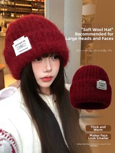 Cgediao | Red Warm Slouchy Face-Slimming Knit Hat