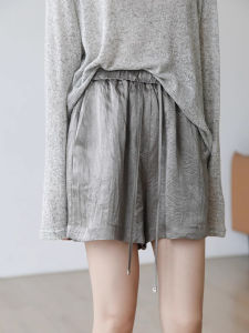 Gray A-Line Shorts Womens Summer plus Size Five-Point Casual Pants High Waist Loose Acetate Hot Pants Korean Style Commute