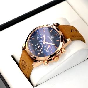 Đồng hồ nam chính hãng POEDAGAR 928 dây da phong cách sang trọng thiết kế lấy sáu kim