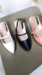 ERINNA - Sandal Wanita Flat Soes / Slop Tali Gesper Dampalan busa super Nyaman