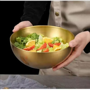 YESPERY Stainless Steel Fruit Salad Bowls Large Capacity Korean Style Food Container Soup Rice Noodle Bowl Kitchen Tableware