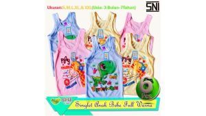 Singlet Kutung BEBE Warna Karakter Kartun - Kaos Dalam Anak SNI 3 Bulan-7 Tahun - Vegasus Store (COD) - Lebih Besar dan Warna Warni - Ukuran S M L XL XXL