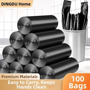 Thick Black Shoulder Bag Style Plastic Garbage Bags for Kitchen Bathroom and Dormitory