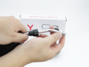 Motorcycle Side Mirror Chrome Stem ABS Plastic Clear Lens Small Mirror(Front/Reverse Teeth)