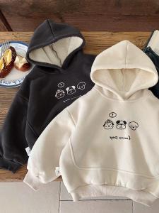 เสื้อสเวตเตอร์มีฮู้ดแบบหนาและอบอุ่นสำหรับเด็ก ฤดูใบไม้ร่วง/ฤดูหนาว 2025 ใหม่ สำหรับเด็กชาย น่ารัก น่ารัก อบอุ่น เสื้อคลุมกันหนาว