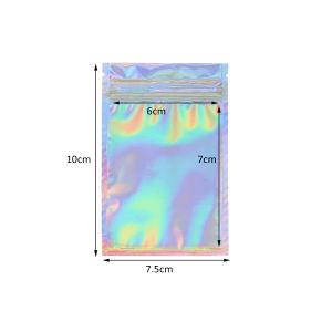 10pcs Holographic Ziplock Pouches Mylar Resealable Bags for Food Bead Jewelry Storage Small Businesses Packaging Supply Material