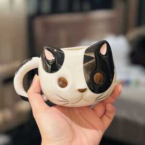 Cute Cartoon Ceramic Cat Mug Breakfast Oats Cup Soft Healing Style Korean Style Home Use Universal Adult Children Friendly