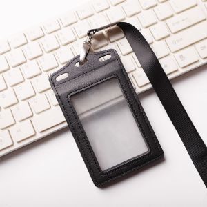 Multi-Card Slot Leather Card Holder Transparent Window Access Control Card Wallet No Need to Remove Card for Swiping Business