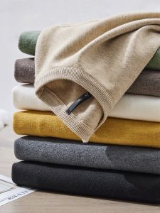 ROMON | Romon Mens Knitted Sweater Slim Fit Round Neck Casual Base Layer Shirt Fashionable Solid Color Spring Autumn New Arrival