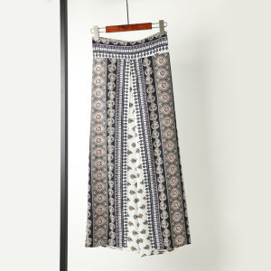 High-Rise Slim Looking Island Vacation Split Chiffon High-Waist Wide-Leg Pants Long Culottes Summer Beach Pants