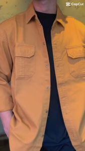 Áo sơ mi kaki nam dài tay form rộng MISFIT cao cấp sơ mi kaki 2 túi dày dặn chuẩn kaki