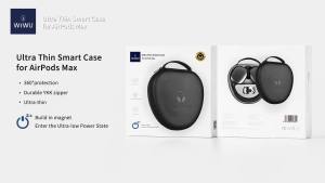 WiWU Waterproof Smart Case for AirPods Max with Staying Power Carry Bag for Airpods Max Sleep Model Headphone Protective Case
