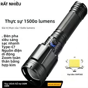 Đèn Pin Chiến Thuật Công Suất Cao XHP360 Nguồn Sáng Kép 7 Chế Độ Đèn Lồng Có Thể Sạc Lại Có Đèn Báo Đèn Pin Hợp Kim Nhôm Chống Nước Cho Các Hoạt Động Ngoài Trời