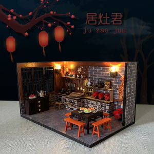American Style DIY Cottage Kitchen Handmade Building Model Toy Wooden Birthday Gift for Women