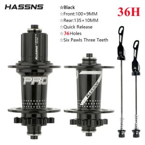 HASSNS PRO7 MTB Hub 32 36 Holes Bearing Bike Freehub Rear Hub Quick Release 32H 36H Four Palin 7 8 9 10 11 12 Speed 6 Pawl Hubs