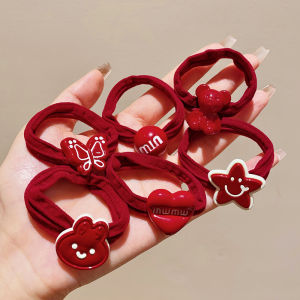 New Year Red Children Hair Ties Butterfly Knot Elastic Hair Bands High Elasticity Girls Baby Headbands Hair Accessories