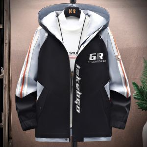 ROMON | Romon Mens Casual Sports Set Outdoor Running Two-Piece Suit Spring Autumn New Style Hooded Workwear Jacket Polyester Fiber