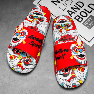 Red Slippers Mens Zodiac Year Dragon Year Summer Home Bathroom Bathroom Slippers Eva Soft Bottom Non Slip Couple Sandals