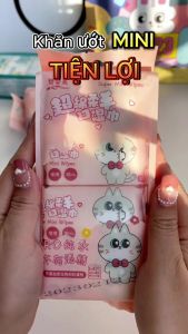 Khăn giấy ướt mini không mùi 1 bịch 8 gói 64 miếng bỏ túi tiện lợi khăn giấy ướt đa năng