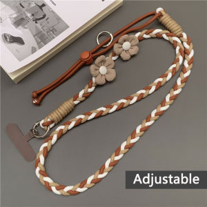 Pure Hand-Woven Universal Mobile Phone Lanyard 118cm Crossbody Lanyard Fashionable Flower Aecoration Adjustable Phone Strap