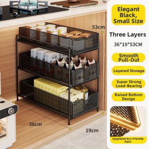 evesigar | Kitchen Pull-out Storage Rack Shelving Organizer