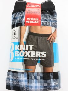 กางเกงชั้นในชายผ้าฝ้ายแท้ 3 ตัว กางเกงบ็อกเซอร์เอวสูงทรงหลวม หน้าเปิด สำหรับใส่อยู่บ้าน สไตล์ธรรมชาติ กางเกงขาสั้นลายสก็อต