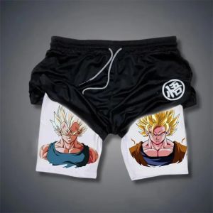 Bandai | Dragon Ball Anime Goku Peripheral Printed Double-layered Shorts 2025 Summer American Sporty Mens Loose and Breathable Pants