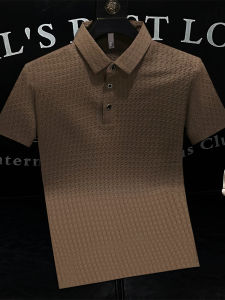 Luxurious Ice Silk Cool Feeling Polo Shirt Mens Summer Pure Color High-End Short Sleeve Versatile Casual Thin T-Shirt