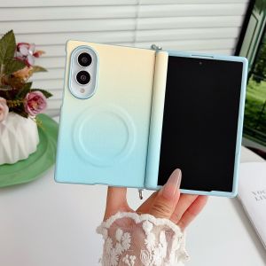 szhaiyu | Shockproof Gradient Color Leather Magnetic Wireless Charging Phone Case for Samsung Galaxy Z Fold 8 Fold8 Hinge Protective Cover