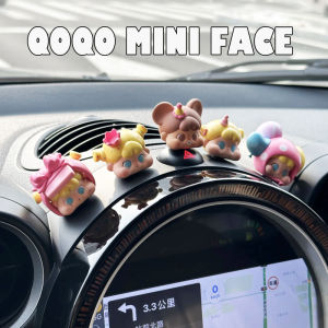 QOQO MINIFACE Car Center Console Decorative Plush Toy Pink Cartoon Style Vehicle Interior Accessories Stress Relief Function
