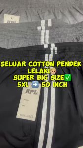 Seluar Pendek Cotton Lelaki 35-50 Saiz Besar 5XL 2Poket Tepi &Zip #1191