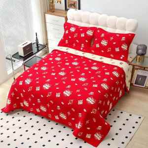 Red Anti-Slip Thickened Washable Bedspread Set