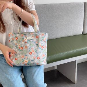 Túi Vải Canvas Họa Tiết Hoa Tươi Túi Xách Nữ Túi Vải Mềm Có Khóa Kéo Túi Đựng Đồ Dùng Học Tập Đa Năng Cho Nữ