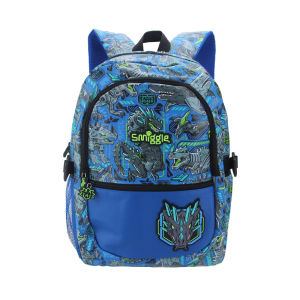 Australian smiggle childrens schoolbag boys backpack Blue mechanical dragon cartoon 8-12 years old 16 inch kids bags