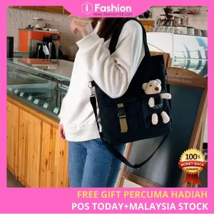 iFASHION 1092 READY STOCK Women Cute Canvas Tote Shoulder Crossbody Sling Backpack Bag Wanita Beg Galas Sandang Tangan Perempuan 1092
