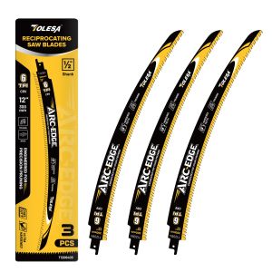 TOLESA 3Pcs Japanese Teeth Reciprocating Saw Blades 12inch 6TPI Arc Edge Wood Pruning Saw Blades for Tree Trimming Wood Cutting
