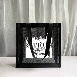 Nylon Mesh Bag Large Capacity Single Shoulder Womens Handbag Fitness Storage Simple Match Shopping Beach Bag Sports Style Pure Color