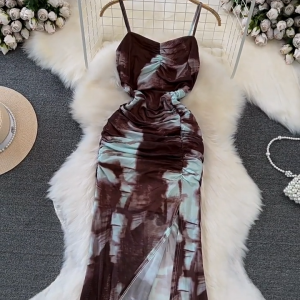green casual floral black cocktail formal dress plus size L korean summer elegant long beach vintage