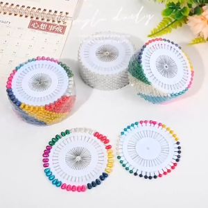 (40pcs) Pearl Head Pins Colorful Dressmaker Pins Short Pin Straight Push Shawl Needles Jarum Peniti Tudung Sewing Pin