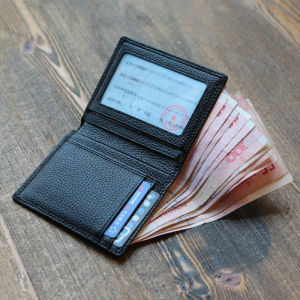 Ultra-Thin Mini Vertical Leather Wallet for Men Soft Cowhide Short Style Money Clip Driver License Holder Business OL Style