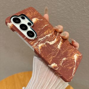Ốp Điện Thoại Da Họa Tiết Kevlar Cao Cấp Dành Cho Samsung Galaxy S26/S25/S24/S23 Plus FE Tương Thích Sạc Không Dây Magsafe