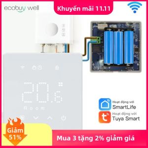 Tuya Thông Minh Wifi Phòng Bình Giữ Nhiệt Bộ Điều Khiển Nhiệt Độ Kỹ Thuật Số Cho Nồi Hơi Gas Alexa Tương Thích Chạy Bằng Pin Đen/Trắng