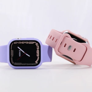 3-in-1 for Watch Band with Case Screen Protector Silicone Sport Band and Protective Cover with Tempered Glass for iWatch Ultra1/2 Series SE 9 8 7 6 5 4 3