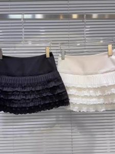 Váy Ngắn Chữ a Cạp Cao Ren Viền Cho Nữ Mùa Thu Đông Cỡ Lớn Váy Ngắn Che Hông Chống Ánh Sáng Váy Ngắn Chữ a