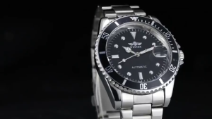 WINNER Watch Fashion Sports Clock Black Display Luminous Hand Silver Steel Corgeut Mens Automatic Watch. Mens Gift