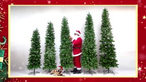 NUVOX 2024 5/6 FT Artificial PINK Pencil Christmas Tree Decoration Slim type 1075 Thick Branch Tips Hinged Slim Xmas Tree Christmas Decorations