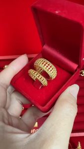 เครื่องมือแสดงลักษณะแหวนหุ้มไมครอน ลายพิกูล นน. 1-2 สลึง แหวนหญิง แหวนผู้หญิง แหวนแฟชั่นหญิง และแหวนใส่ออกงาน รีดเค้า Rarin Gold R051X