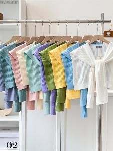 ผ้าคลุมไหล่ถักลายไม่มีแบรนด์ ผ้าคลุมไหล่สไตล์เกาหลีสำหรับผู้หญิง ผ้าคลุมไหล่คอกลมแขนยาวแบบพอดีตัว ผ้าคลุมไหล่ผ้าขนสัตว์แบบยืดหยุ่น