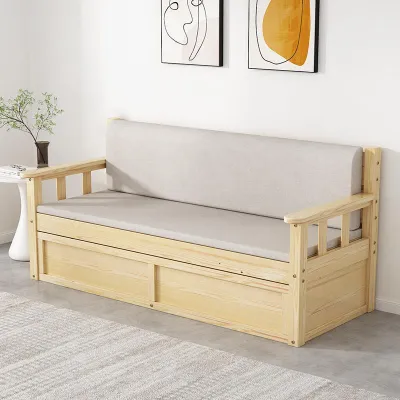 Solid Wood Sofa Bed Multipurpose Foldable